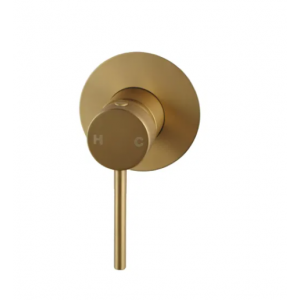 Pentro Brushed Yellow Gold Round Shower Mixer with 65mm Thin Plate